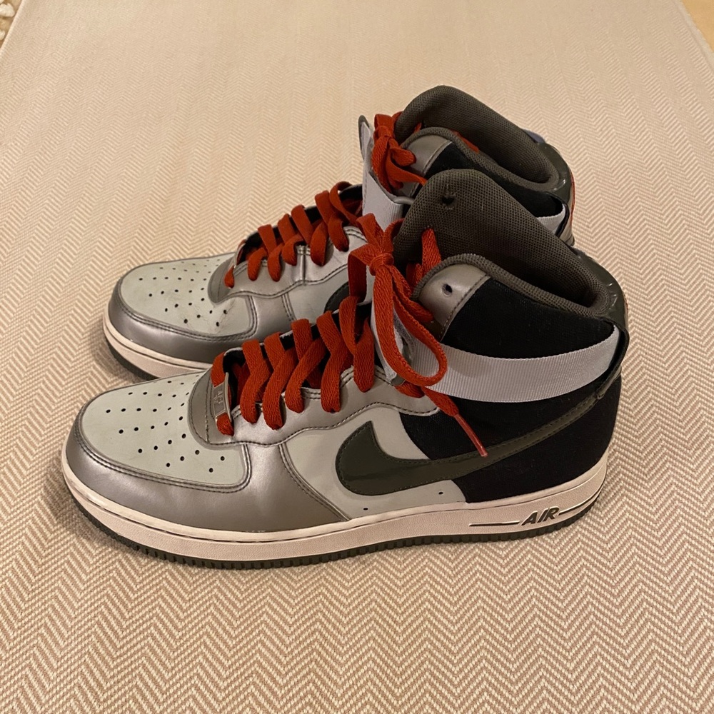 2013 Nike Air Force 1 AF1-82 Silver Gray High Tops